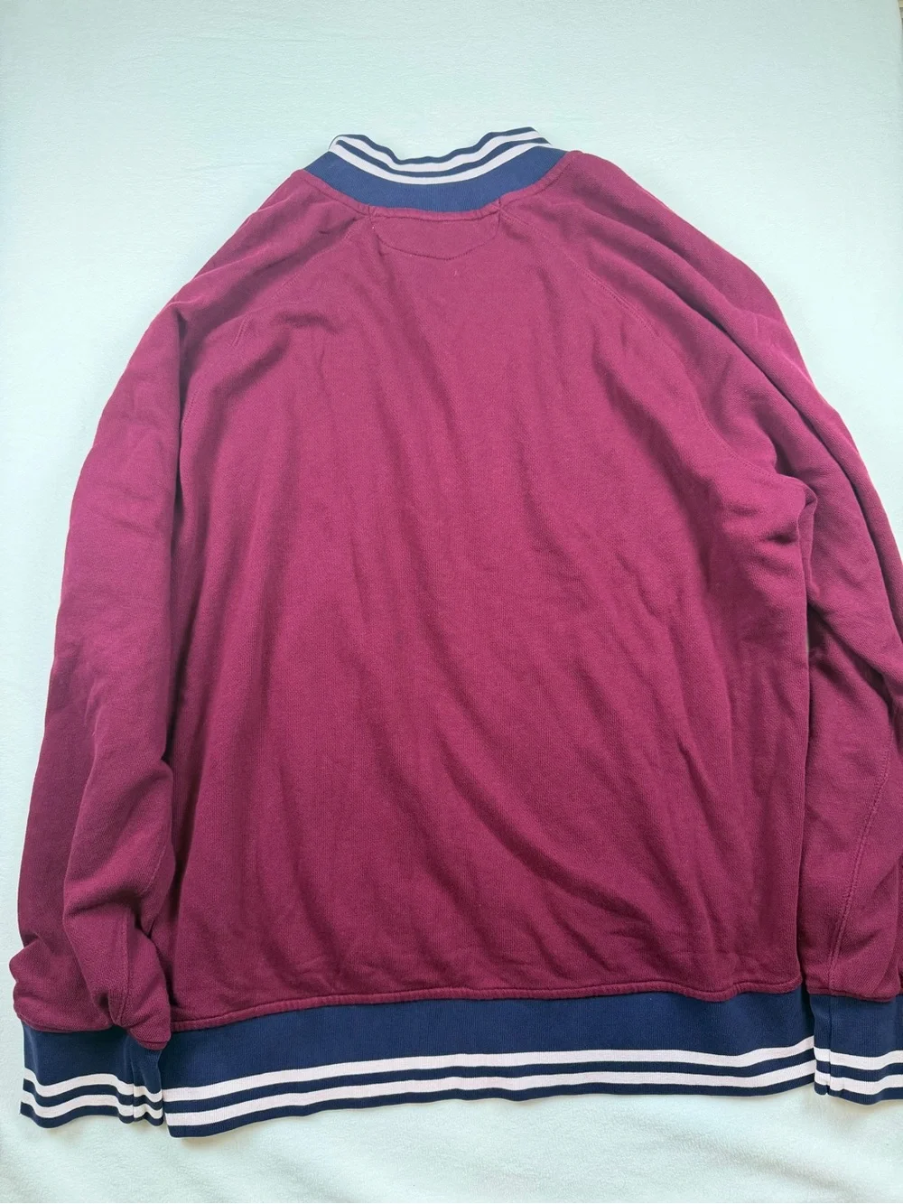 Polo Ralph Lauren Varsity Jacket Men’s XXL Burgundy Blue Snap Front Logo Bomber